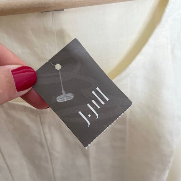 J. Jill Womens Linen Midi Dress Small Ivory Butter Yellow Summer Minimalist - Picture 5 of 13